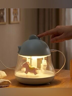 Baby Chick Carousel Night Light Rotating Nursery Lamp Touch Sensor